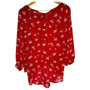 Women's Top XXI Red Swan Boho Chic Funky Top Blouse Large